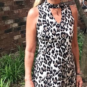 XS Leopard Print Racer Dress W front cut out